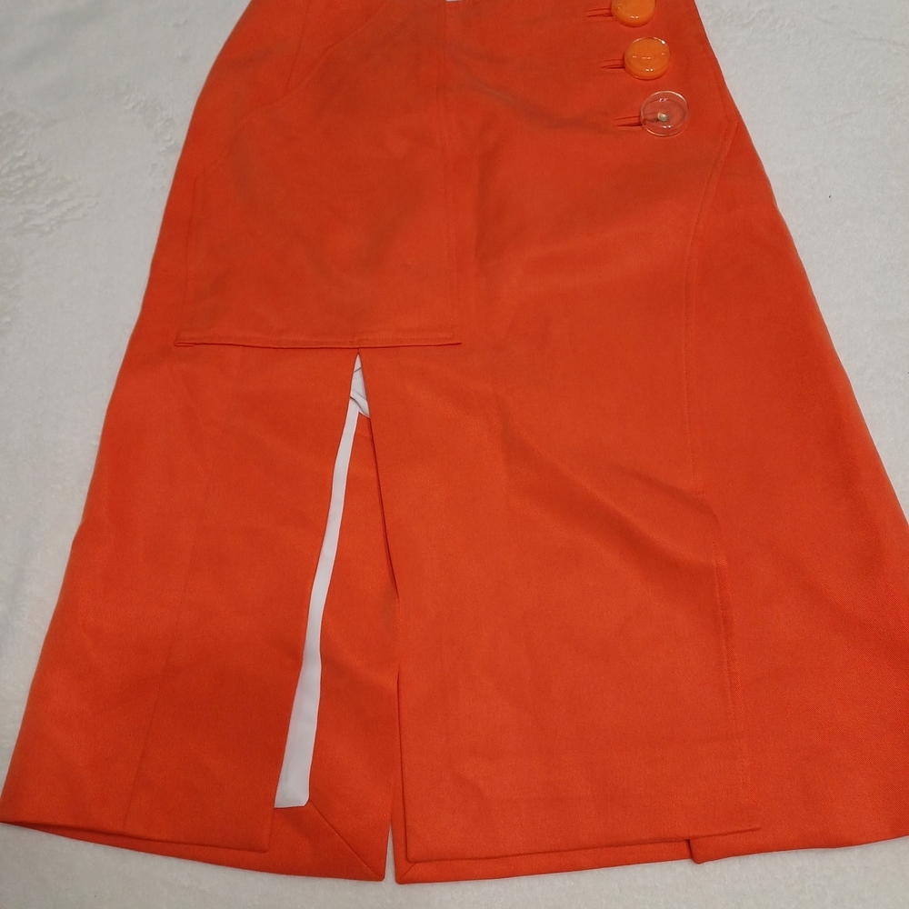 Orange Button-Detail Women's Skirt